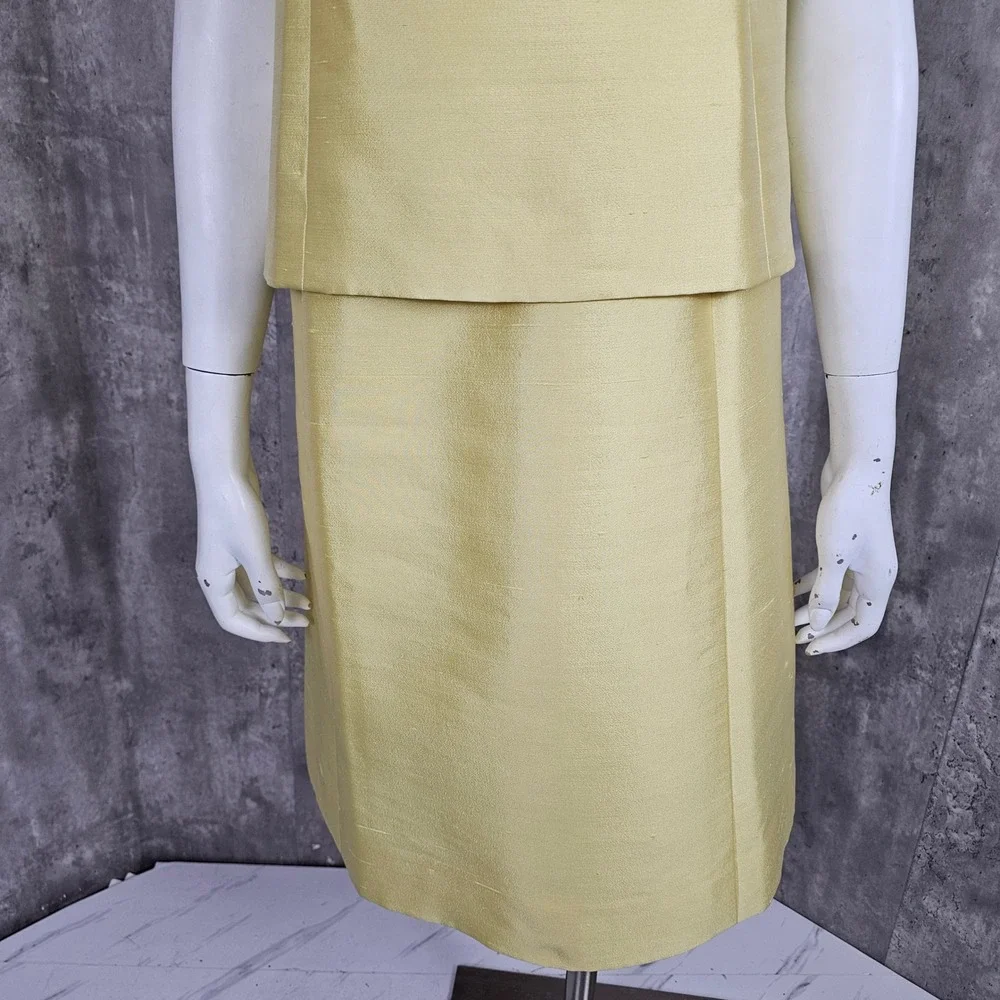 Vintage 60s Joan Leslie By Kasper Yellow Dress‎ Set Sleeveless Bow Detail